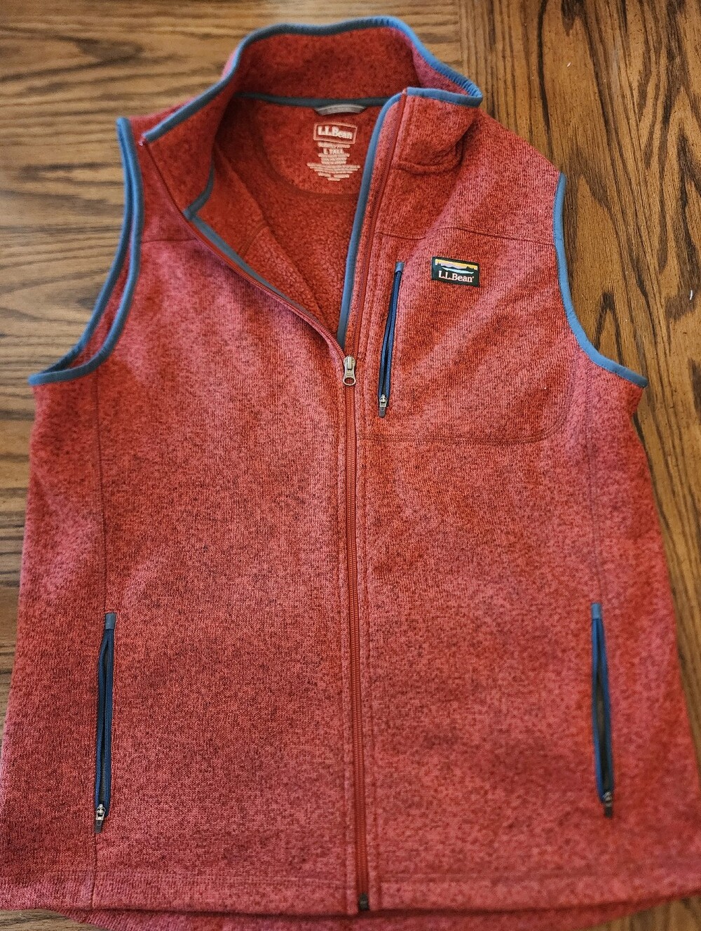 L.L. Bean Men's Sweater Fleece Full-Zip Vest Red Chestnut Heather L Tall